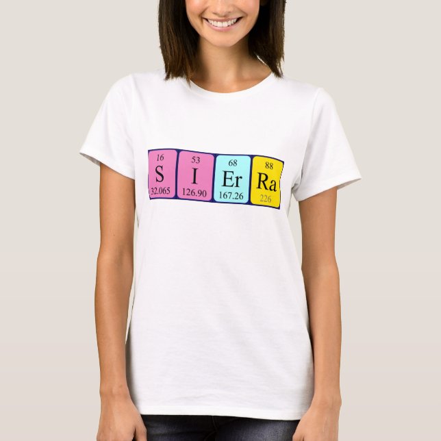 Camisa do nome da mesa periódica da Serra (Frente)