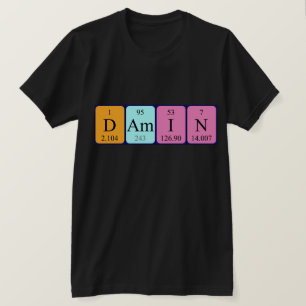 Camisa do nome da mesa periódica Damin