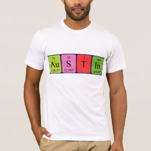 Camisa do nome da mesa periódica de Austin