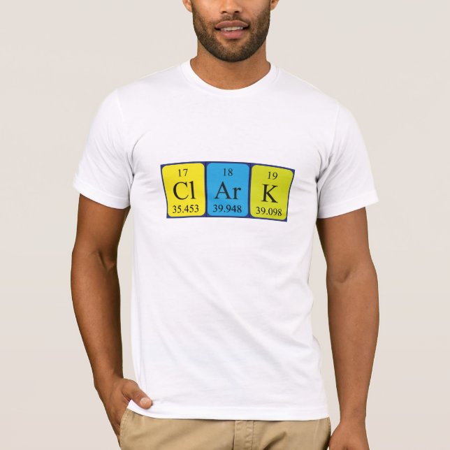 Camisa do nome da mesa periódica de Clark (Frente)