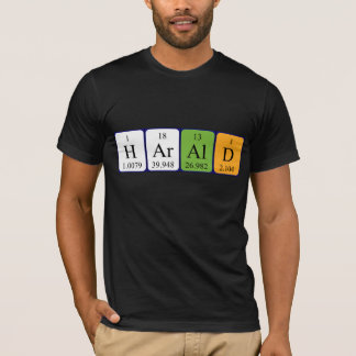 Camisa do nome da mesa periódica de Harald