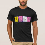 Camisa do nome da mesa periódica de Kohen<br><div class="desc">Kohen soletrou-o para fora como K O N (nitrogênio do hélio do oxigênio do potássio) em uma camisa para o cientista em você.  
 Não pode encontrar o que você quer?</div>