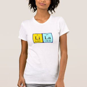 Camisa do nome da mesa periódica de Lila