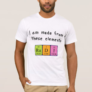 Camisa do nome da mesa periódica de Rudi