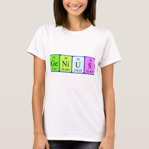 Camisa do nome da mesa periódica do gênio