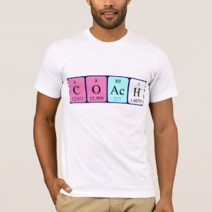 Camisa do nome da mesa periódica do treinador