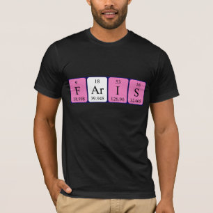 Camisa do nome da mesa periódica Faris
