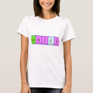 Camisa do nome da mesa periódica gênio