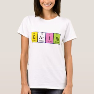 Camisa do nome da mesa periódica Karita