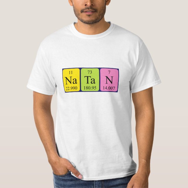 Camisa do nome da mesa periódica Natan (Frente)