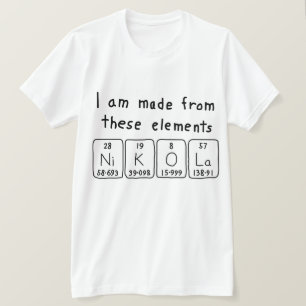 Camisa do nome da mesa periódica Nikola