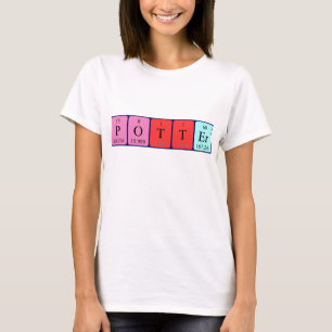 Camisa do nome da mesa periódica Potter
