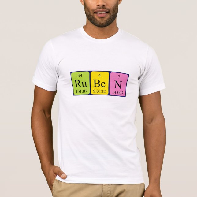 Camisa do nome da mesa periódica Ruben (Frente)