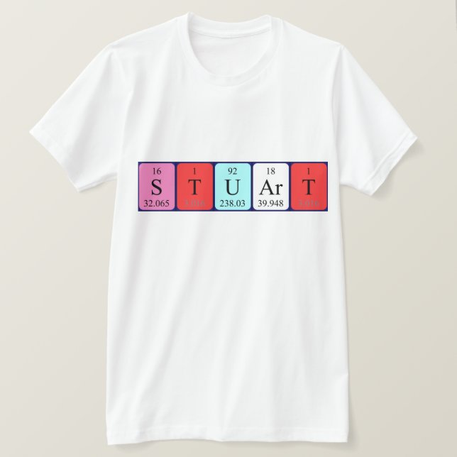 Camisa do nome da mesa periódica Stuart (Frente do Design)