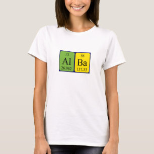 Camisa do nome periódico da mesa Alba