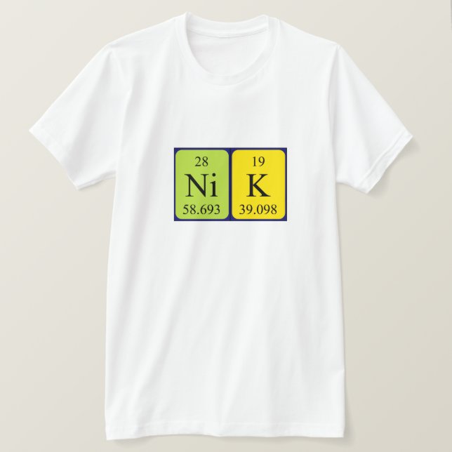 Camisa do nome periódico da mesa Nik (Frente do Design)