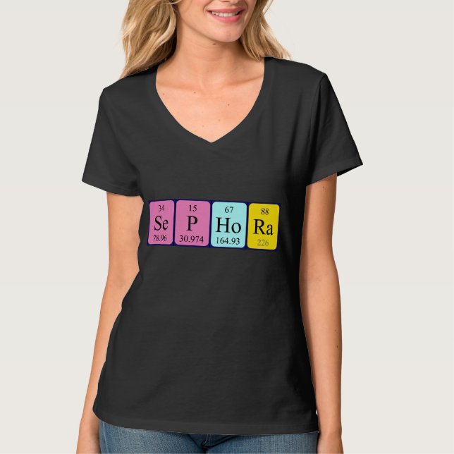 Camisa do nome periódico da mesa Sephora (Frente)