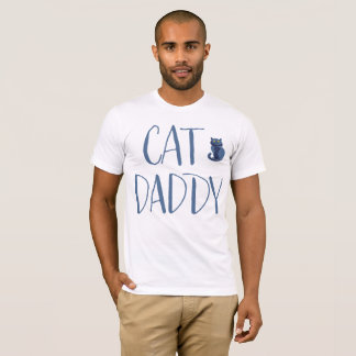 Camisa do pai do gato branco e azul