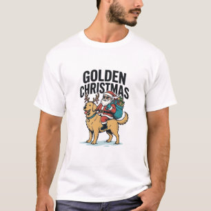 Camisa do Papai Noel de Natal Dourado Cavalgando R