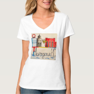 Camisa do pescoço-V feminina