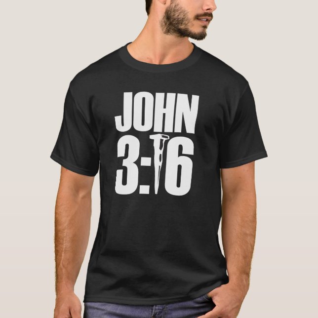 Camisa do preto T do 3:16 de John (Frente)