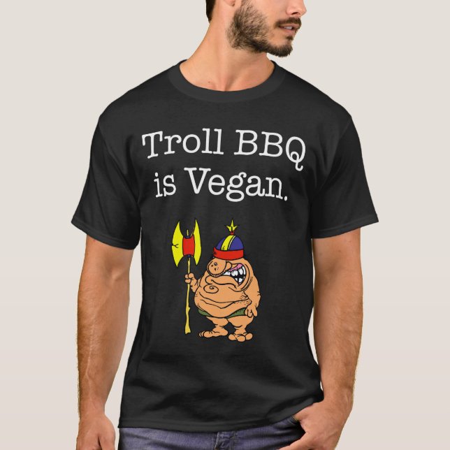 Camisa do preto T do CHURRASCO do troll (Frente)