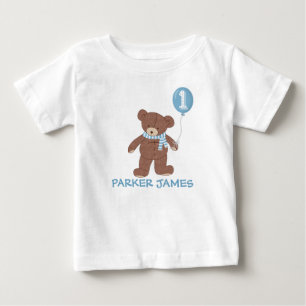 Camisa do primeiro aniversario do balão do urso d