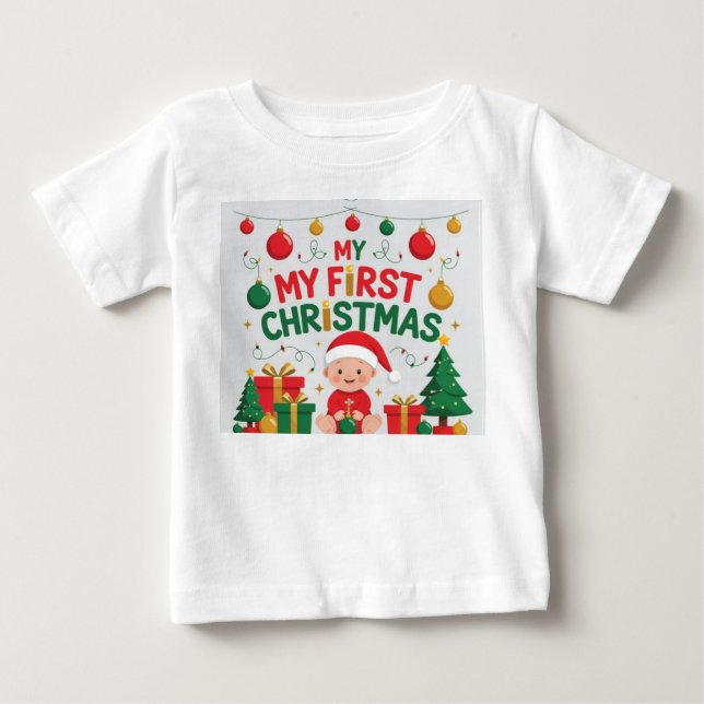 Camisa do Primeiro Natal do Bebê | Presente de Nat (Frente)
