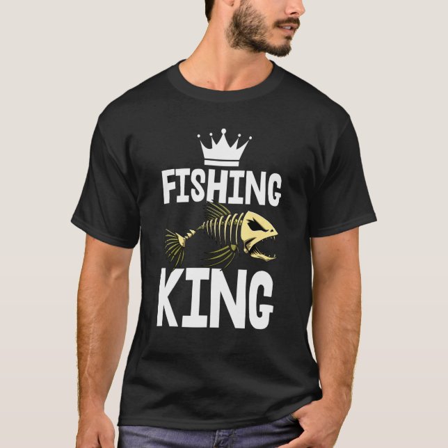 Camisa do Rei da Pesca Esqueleto de Peixe Camisas  (Frente)