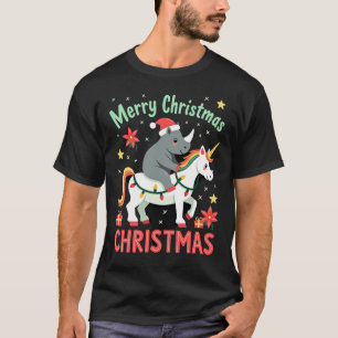 Camisa do Rinoceronte de Natal Feliz Natal Unicórn