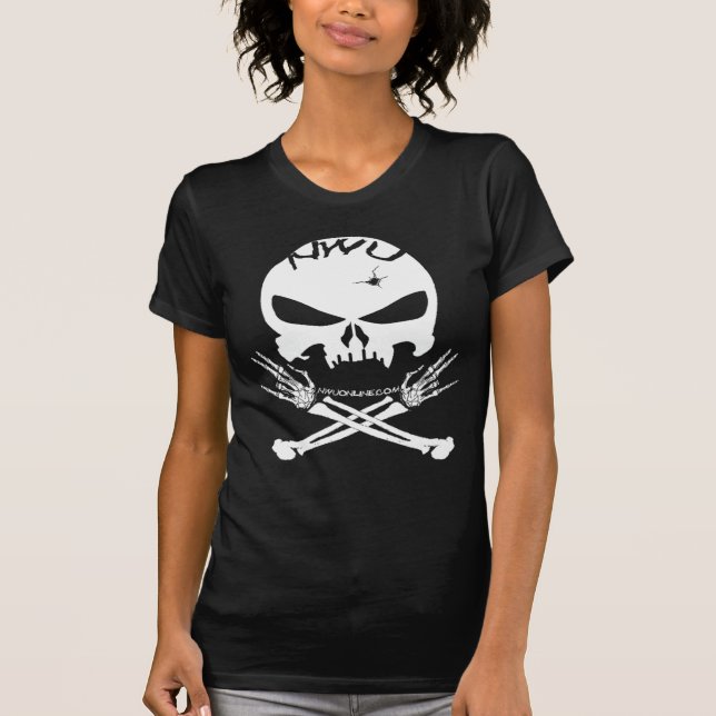 Camisa do T da mulher escura de Roger de choque (Frente)