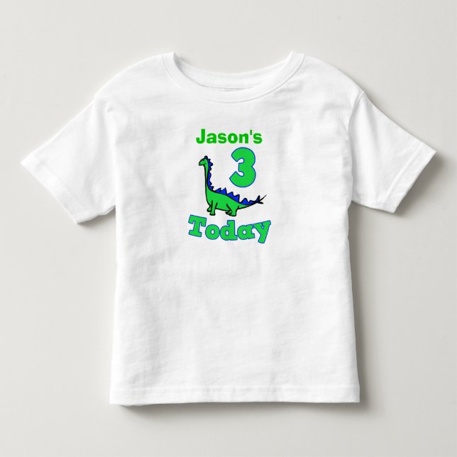 Camisa do terceiro aniversário do dinossauro (Frente)