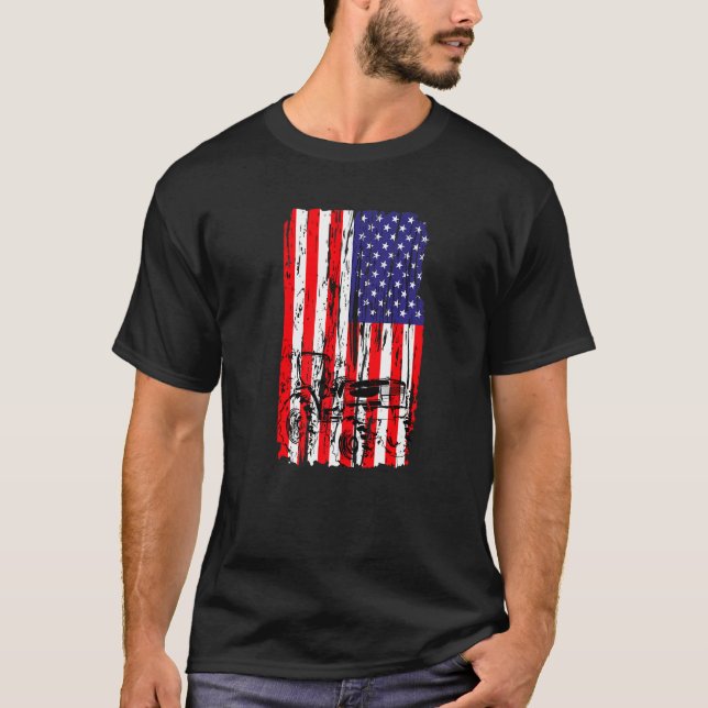 Camisa do Trator da Bandeira Americana dos EUA do  (Frente)