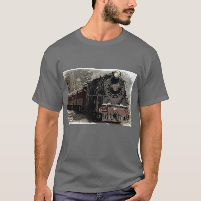 Camisa do trem da locomotiva preta (Frente)