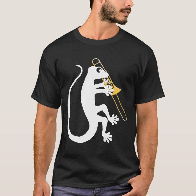Camisa do Trombone do geco (camisas escuras) (Frente)