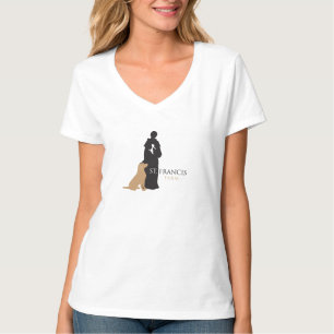 Camisa do V-pescoço das mulheres da fazenda de