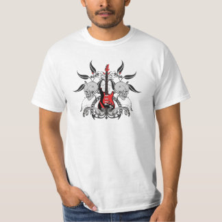 Camisa do valor dos homens da guitarra e do crânio