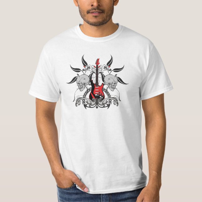 Camisa do valor dos homens da guitarra e do crânio (Frente)