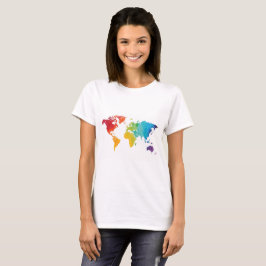 Camisa do viagem do mapa do mundo na aguarela