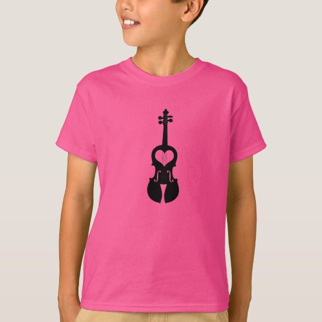Camisa do violino T do rosa quente (Frente)