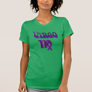 Camisa do Virgo das senhoras no roxo no verde