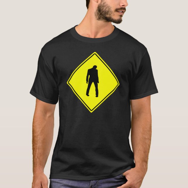 Camisa do zombi - sinal de aviso do zombi (Frente)