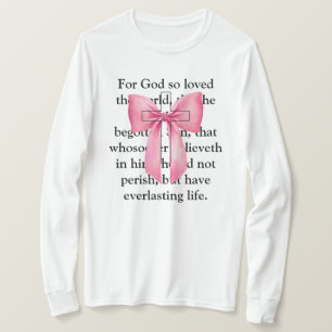 Camisa Doce Cruzada De Bíblia Rosa Coquette