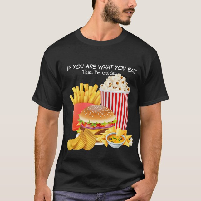 Camisa dos homens, rápido Foodie, então sou Ouro (Frente)