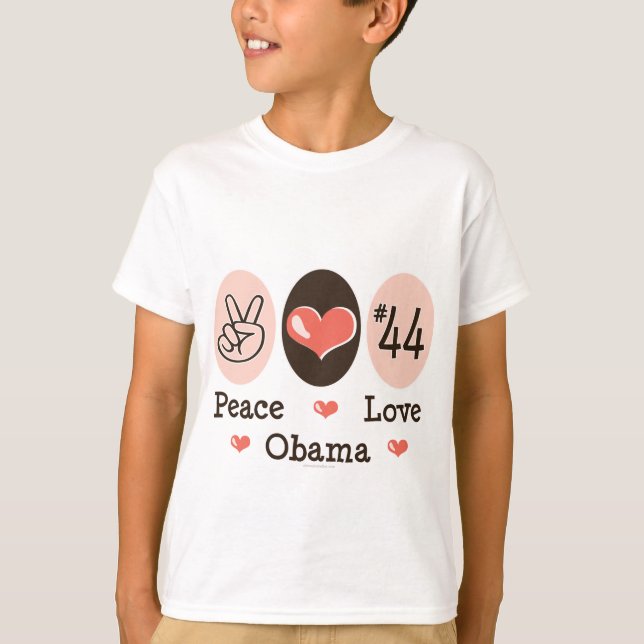 Camisa dos miúdos T de Obama 44 do amor da paz (Frente)