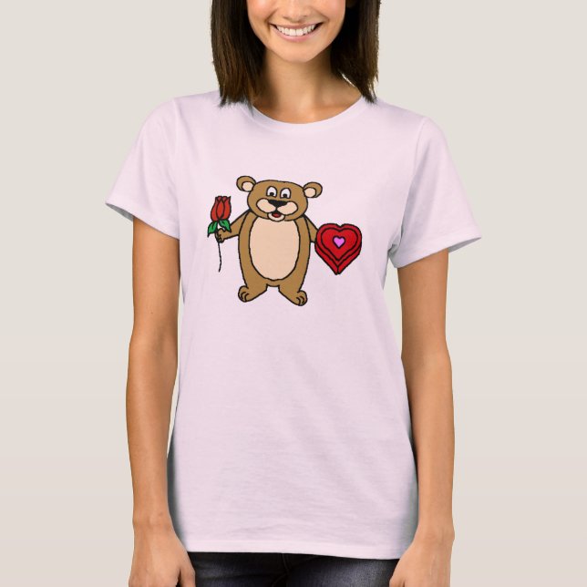 Camisa dos namorados com o urso de ursinho bonito (Frente)