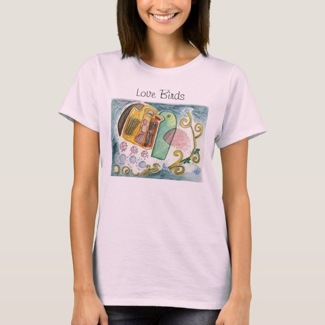 Camisa dos namorados T dos pássaros do amor (Frente)