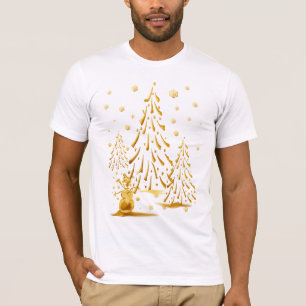Camisa Dourado da árvore do boneco de neve e de