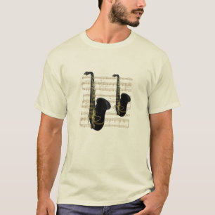 Camisa Dourado da música T dos saxofones Dourados