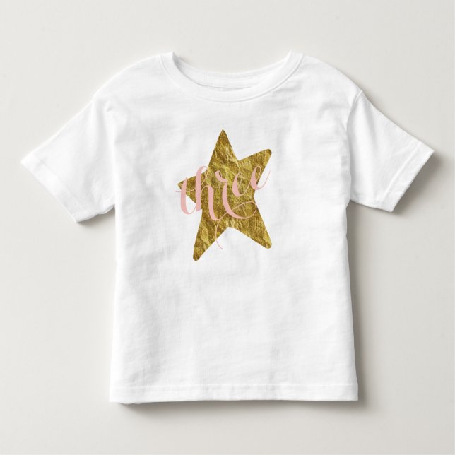 Camisa Dourado do aniversário da menina Glittery (Frente)
